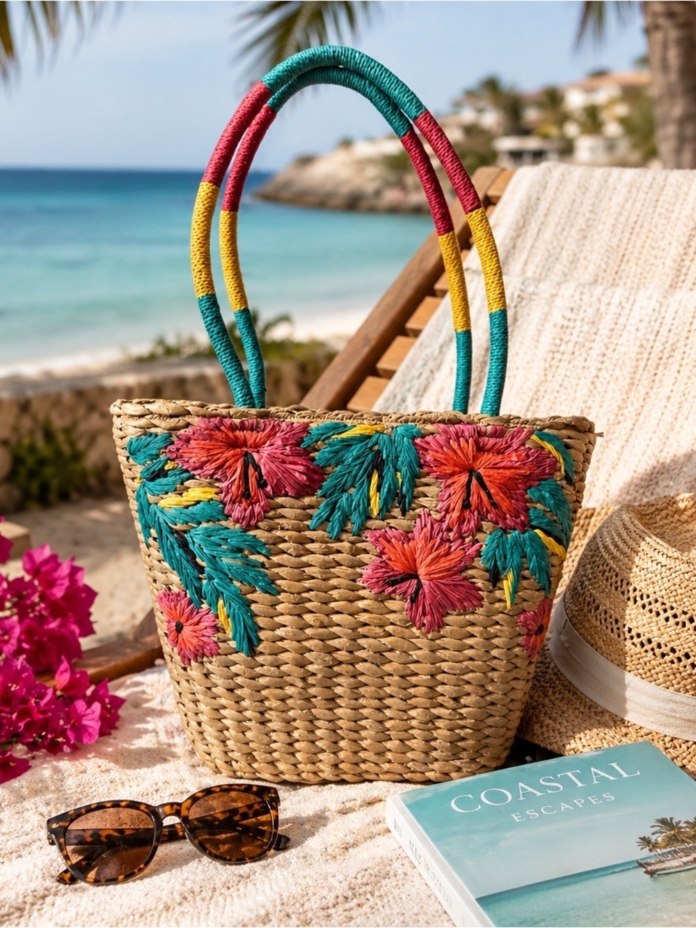 Patricia Nash Florina Straw Tote | Floral Embroidered Resort Market Beach Bag